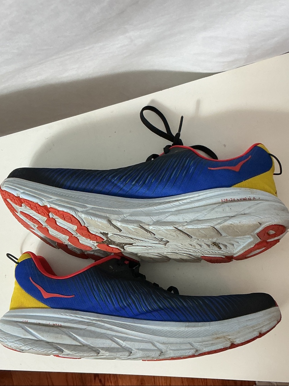Hoka Men’s Rincon 3 Black Running Shoes with Red and Blue Accents - Picture 4 of 12